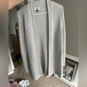 Grey Knit Cardigan Sweater